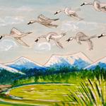 “Leading a wedge of thirty two swans, Sylvester, along with his mate Cynthia, flew, exhausted, into the Comox Valley late on a bright winter afternoon.” From “Trumpeters’ Tribulations”